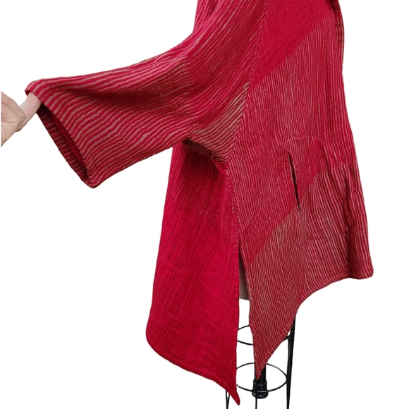 Neeru Kumar Wool Striped Cropped Swing Jacket Coat pockets open S M lagenlook - Picture 8 of 11